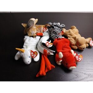 TY Beanie Babies -Lot Of 6 Stilts99 Mystic93, Ziggy95, Spunk97, Short95, Swoop20